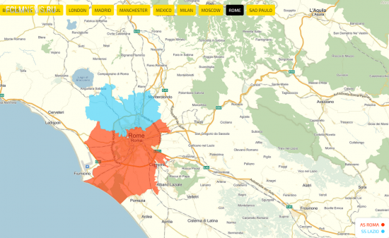 За кого болеют в Москве, Риме и Лондоне