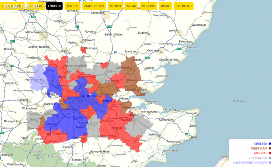 За кого болеют в Москве, Риме и Лондоне