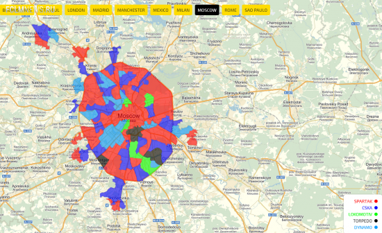 За кого болеют в Москве, Риме и Лондоне