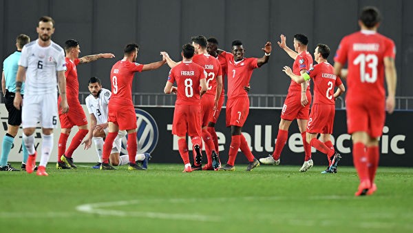 Футболисты сборной Швейцарии на выезде о