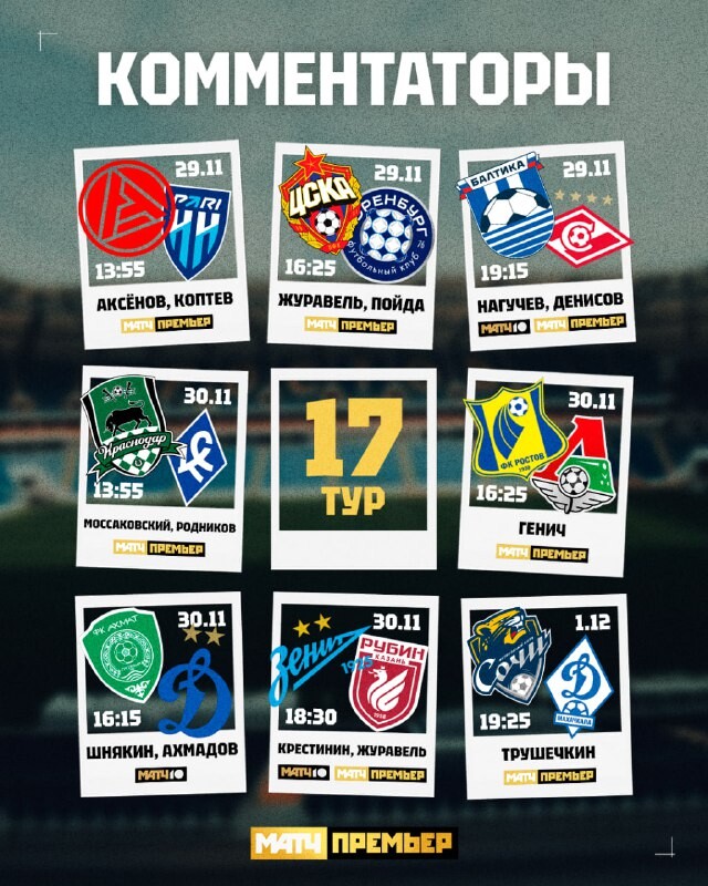 Чемпионат России по футболу 17-й тур 202